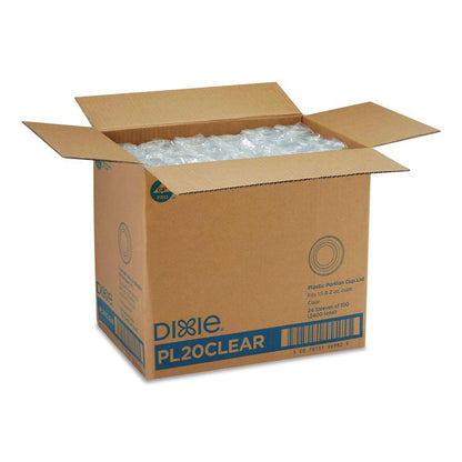 Plastic Portion Cup Lid, Fits 1.5 oz to 2 oz Cups, Clear, 100/Sleeve, 24 Sleeves/Carton