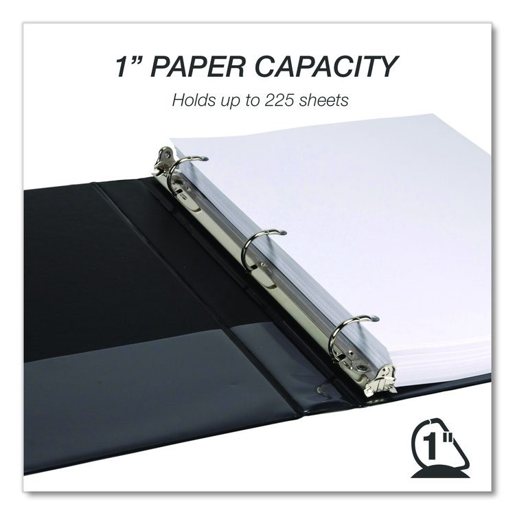Durable D-Ring View Binders, 3 Rings, 1" Capacity, 11.5" x 8.5", Black, 4/Pack