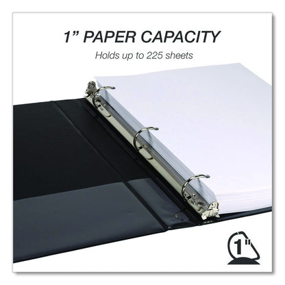 Durable D-Ring View Binders, 3 Rings, 1" Capacity, 11.5" x 8.5", Black, 4/Pack