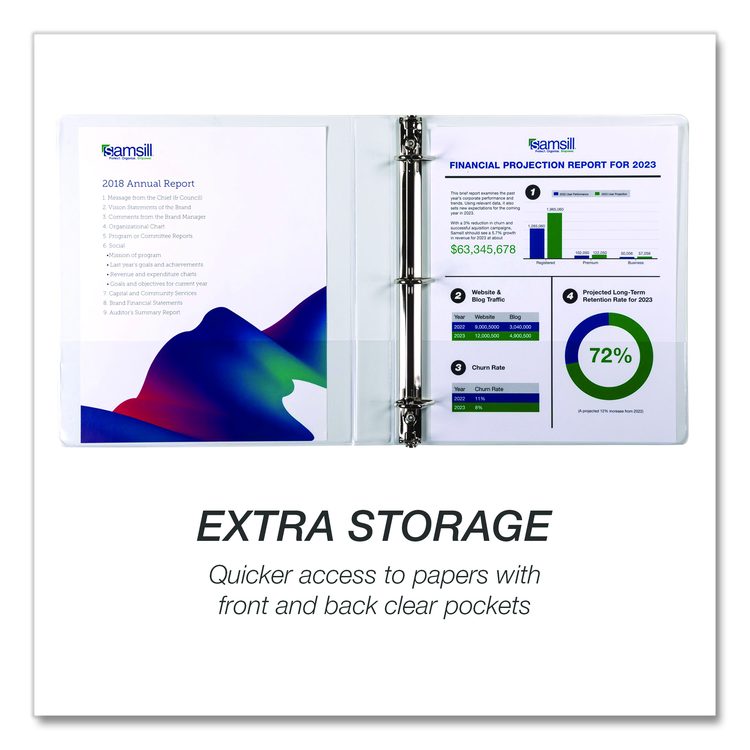 Durable D-Ring View Binders, 3 Rings, 1" Capacity, 11.5" x 8.5", White, 4/Pack