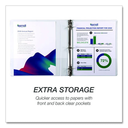 Durable D-Ring View Binders, 3 Rings, 1" Capacity, 11.5" x 8.5", White, 4/Pack