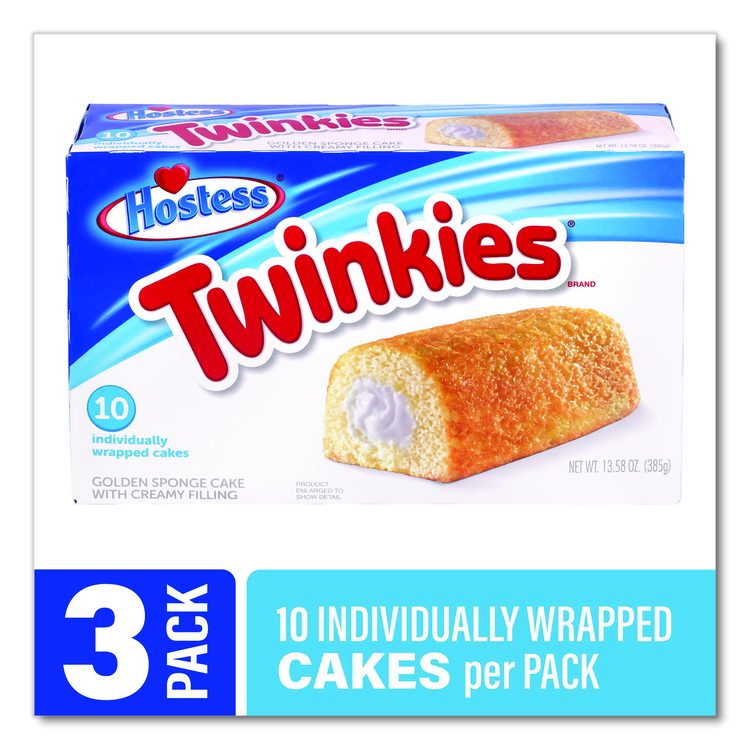 Twinkies, Vanilla, 1.36 oz Individually Wrapped, 10/Pack, 3 Packs/Carton