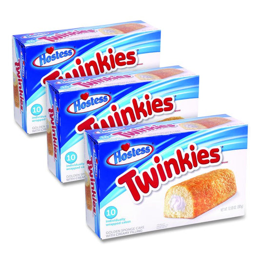 Twinkies, Vanilla, 1.36 oz Individually Wrapped, 10/Pack, 3 Packs/Carton
