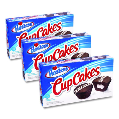 CupCakes, Chocolate, 1.59 oz Individually Wrapped, 8/Pack, 3 Packs/Carton