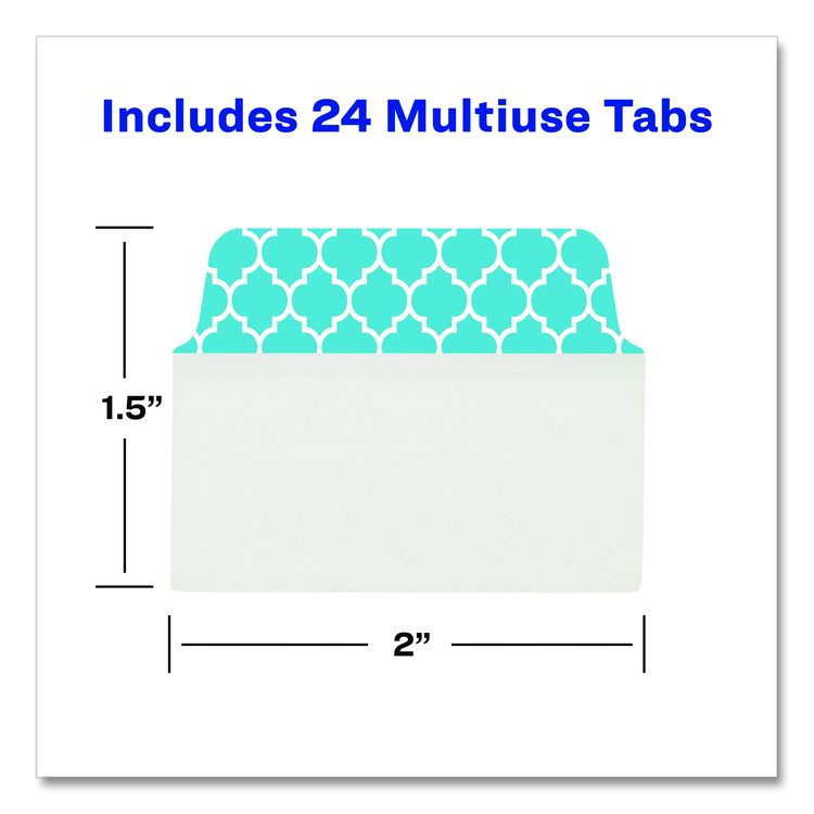 Ultra Tabs Repositionable Tabs, Fashion Patterns: 2" x 1.5", 1/5-Cut, Assorted Colors, 24/Pack