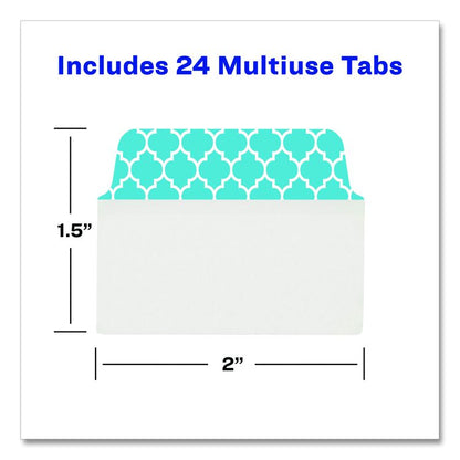 Ultra Tabs Repositionable Tabs, Fashion Patterns: 2" x 1.5", 1/5-Cut, Assorted Colors, 24/Pack