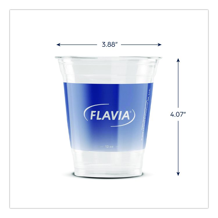Cold Cups 12 oz, Blue Band Flavia Logo, Clear/Blue, 1,000/Carton