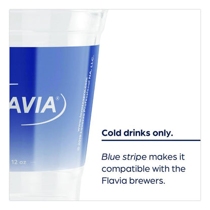 Cold Cups 12 oz, Blue Band Flavia Logo, Clear/Blue, 1,000/Carton
