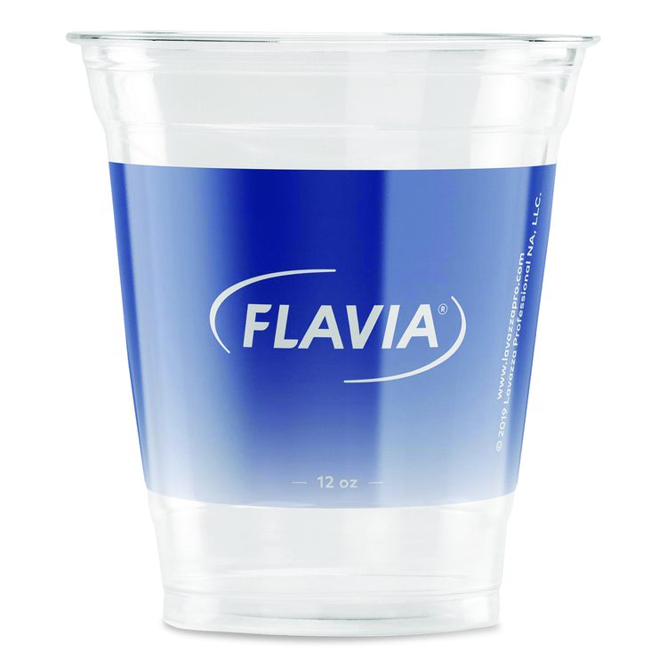 Cold Cups 12 oz, Blue Band Flavia Logo, Clear/Blue, 1,000/Carton