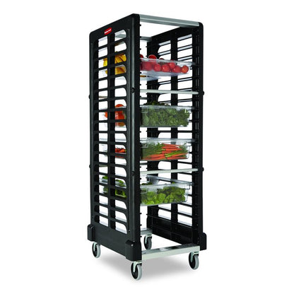 End Loader Rack for Food Boxes and Sheet Pans, 18 Rack, Plastic, 23.75" x 28.75" x 67.88", Black