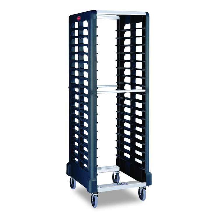 End Loader Rack for Food Boxes and Sheet Pans, 18 Rack, Plastic, 23.75" x 28.75" x 67.88", Black