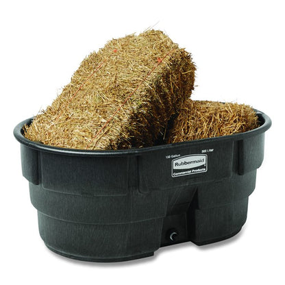 Stock Tank, 150 gal, 39" x 58" x 25", Polyethylene, Black