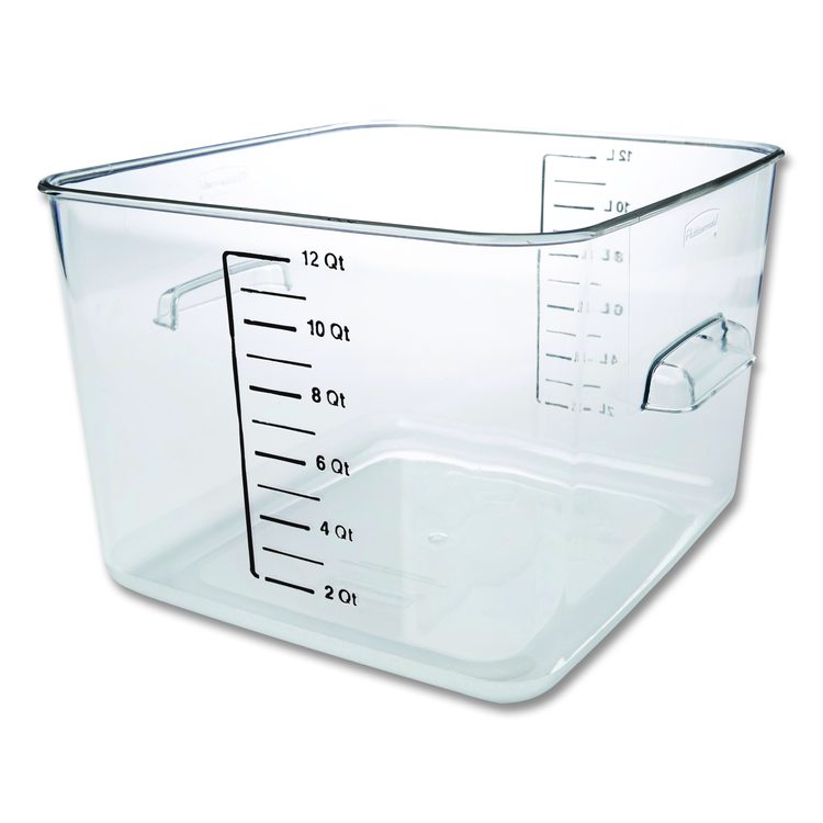 Square Storage Container, 12 qt, 10.5 x 11.31 x 7.75, Clear, Plastic