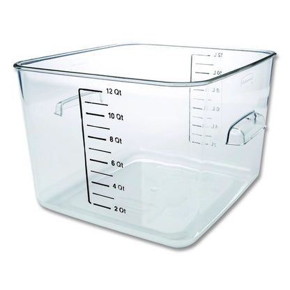 Square Storage Container, 12 qt, 10.5 x 11.31 x 7.75, Clear, Plastic