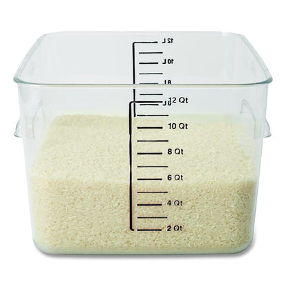 Square Storage Container, 12 qt, 10.5 x 11.31 x 7.75, Clear, Plastic