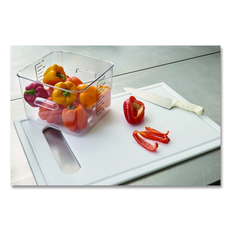 Square Storage Container, 12 qt, 10.5 x 11.31 x 7.75, Clear, Plastic