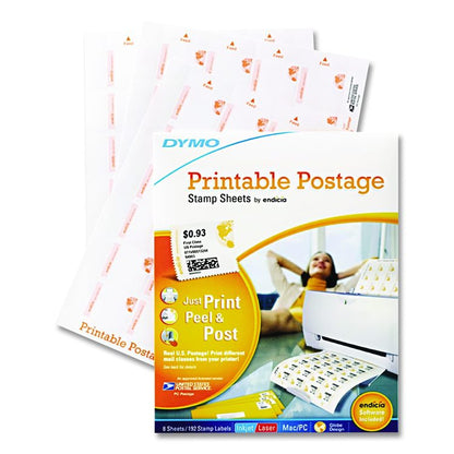 Printable Postage Stamp Sheets, White, 24 Labels/Sheet, 8 Sheets, 192 Labels/Pack
