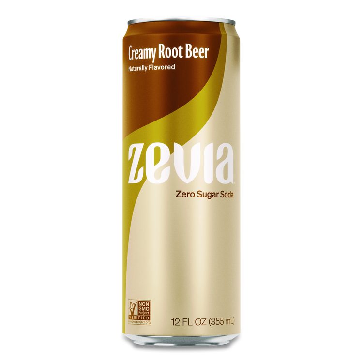 Zero Sugar Naturally Sweetened Soda, Creamy Root Beer, 12 oz Can, 12/Carton