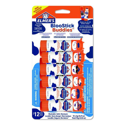 BlooStick Buddies and Disappearing Purple Glue Stick Combo Pack, 0.21 oz, Dries Clear, 12/Pack