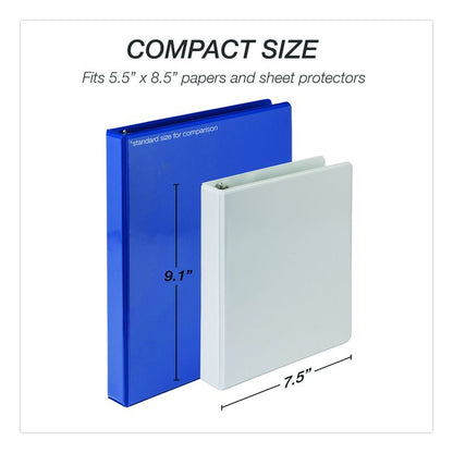 Economy Round Ring View Binders, 3 Rings, 1" Capacity, 8.5 x 5.5, White, 6/Carton
