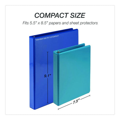Economy Round Ring View Binders, 3 Rings, 1" Capacity, 8.5 x 5.5, Assorted, 6/Carton
