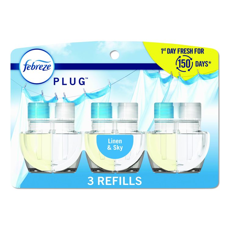 PLUG Air Freshener Refills, Linen and Sky, 2.63 oz, 3/Pack, 6 Packs/Carton