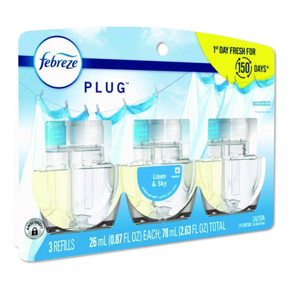 PLUG Air Freshener Refills, Linen and Sky, 2.63 oz, 3/Pack, 6 Packs/Carton