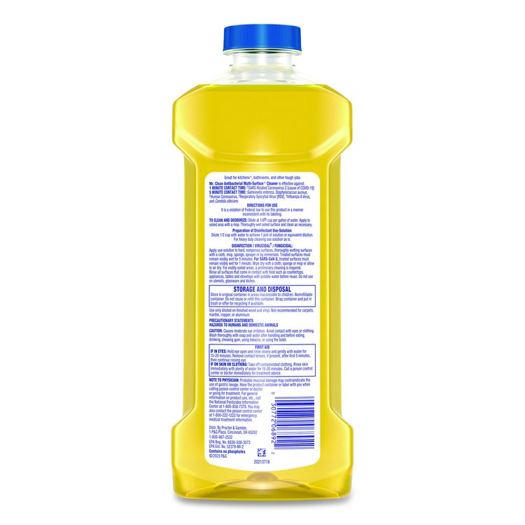 Multi-Surface Antibacterial Cleaner, Lemon Scent, 23 oz Bottle, 6/Carton