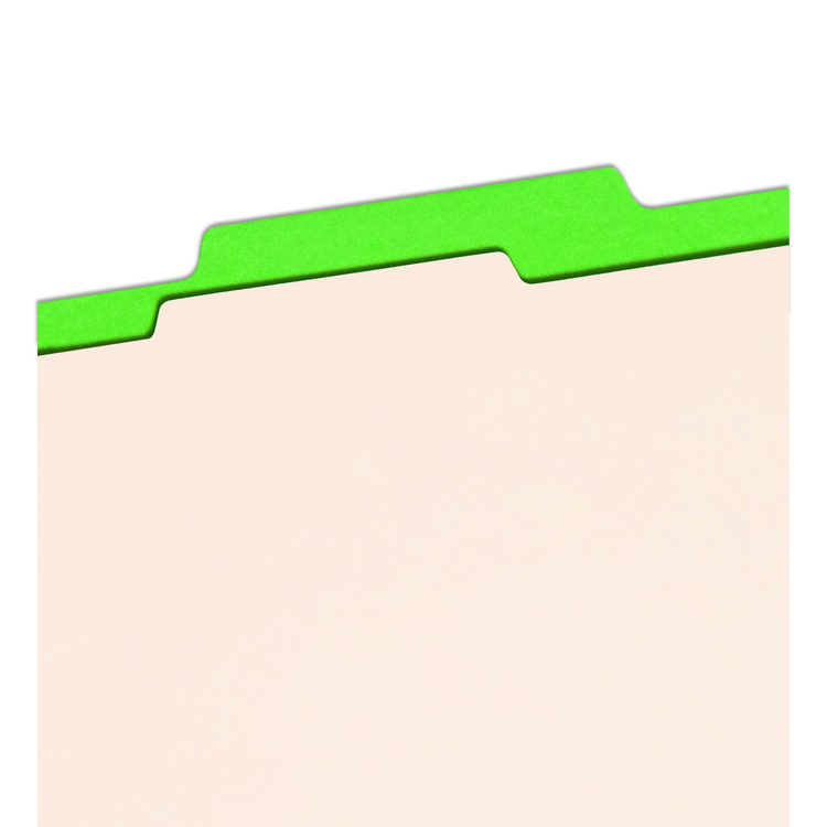 Colored Top Tab Classification Folders, 2/5-Cut Tab, Expands 2", 1 Divider, 4 SafeSHIELD Fasteners, Letter Size, Green, 10/BX