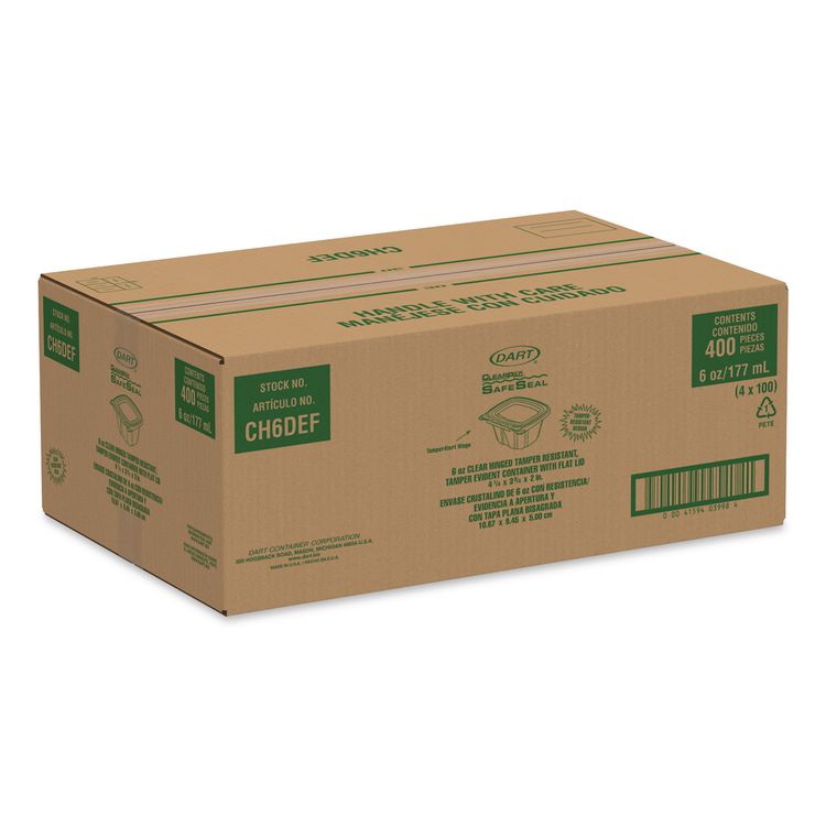 ClearPac SafeSeal Tamper-Resistant, Tamper-Evident Containers, 3.72 x 4.2 x 1.97, Clear, Plastic, 400/Carton