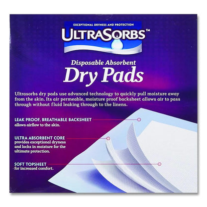 Ultrasorbs Disposable Dry Pads, 23 x 35, Blue, 7/Box
