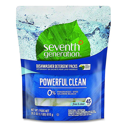 Natural Automatic Dishwasher Detergent Packs, Free and Clear, 45 Powder Packets/Box, 5 Boxes/Carton
