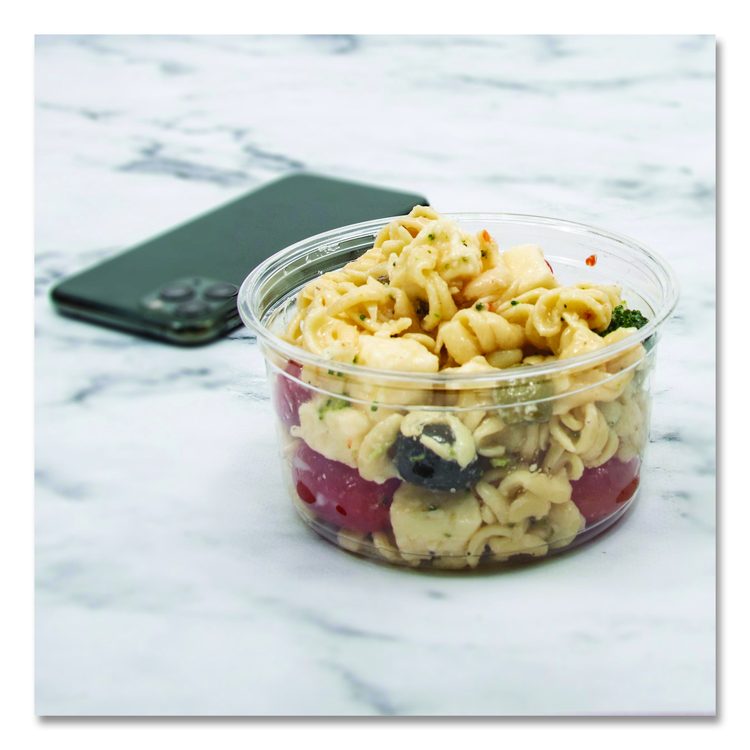 MicroGourmet Food Containers, 12 oz, 4.68" Diameter x 2.25"h, Clear, Plastic, 500/Carton