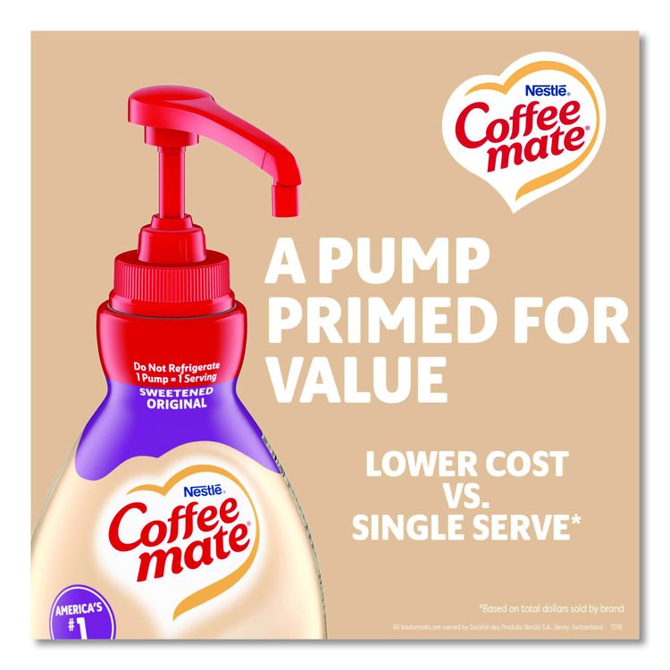 Liquid Coffee Creamer, Sweetened Original, 1.5 L Pump Bottle, 2/Carton