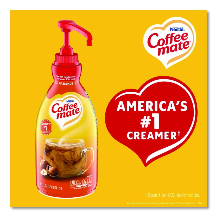 Liquid Coffee Creamer, Hazelnut, 1.5 L Pump Bottle