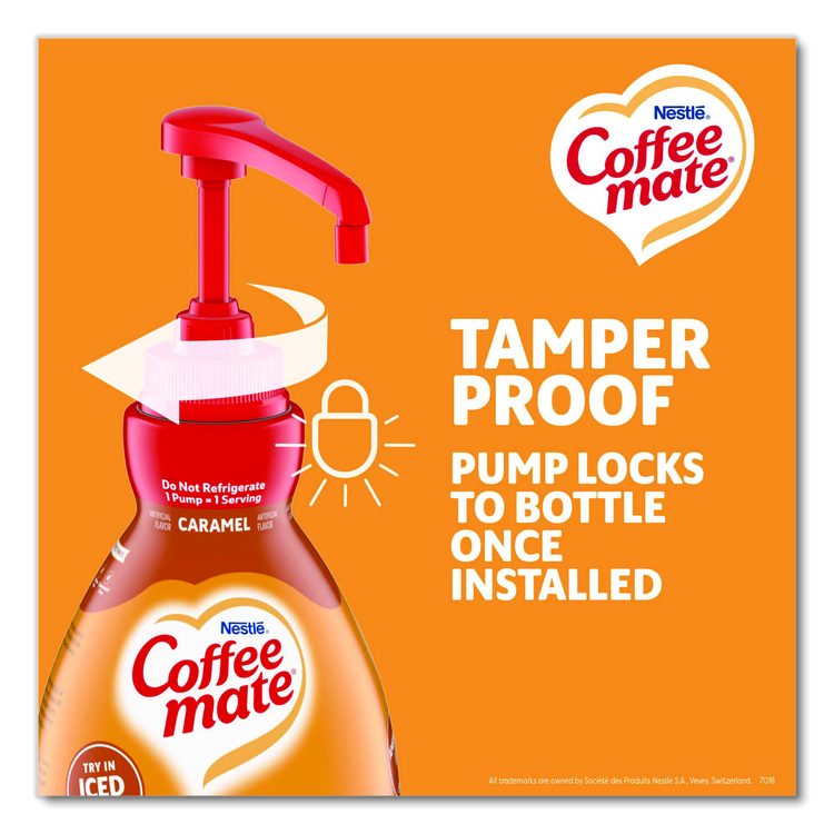 Liquid Creamer Pump Bottle, Caramel, 50.7 oz Pump Bottle, 2/Carton