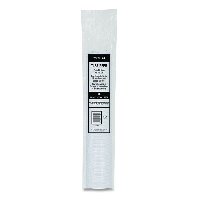 Traveler Cappuccino Style Dome Lid, Fits 10 oz to 24 oz Hot Cups, White, 95 Lids/Sleeve, 10 Sleeves/Carton