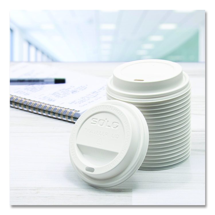 Traveler Cappuccino Style Dome Lid, Fits 10 oz to 24 oz Hot Cups, White, 95 Lids/Sleeve, 10 Sleeves/Carton