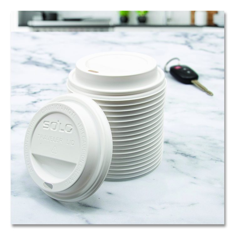 Traveler Cappuccino Style Dome Lid, Fits 10 oz to 24 oz Hot Cups, White, 95 Lids/Sleeve, 10 Sleeves/Carton