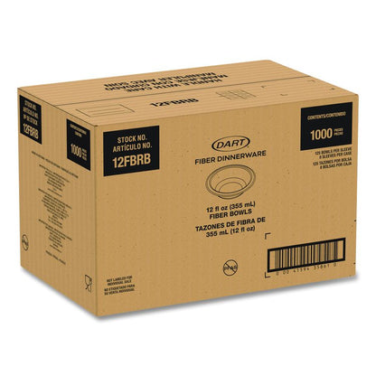 Compostable Molded Fiber Dinnerware, ProPlanet Seal, Bowl, 12 oz, Natural, 1,000/Carton