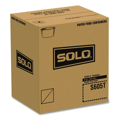 Double Poly Paper Food Containers, 5 oz, 3.38" Diameter x 2.01"h, White, Paper, 1,000/Carton