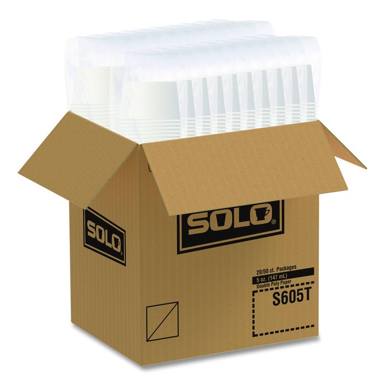 Double Poly Paper Food Containers, 5 oz, 3.38" Diameter x 2.01"h, White, Paper, 1,000/Carton