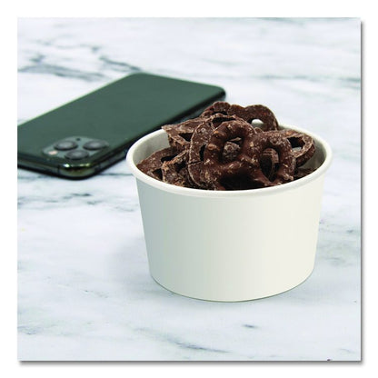Double Poly Paper Food Containers, 5 oz, 3.38" Diameter x 2.01"h, White, Paper, 1,000/Carton