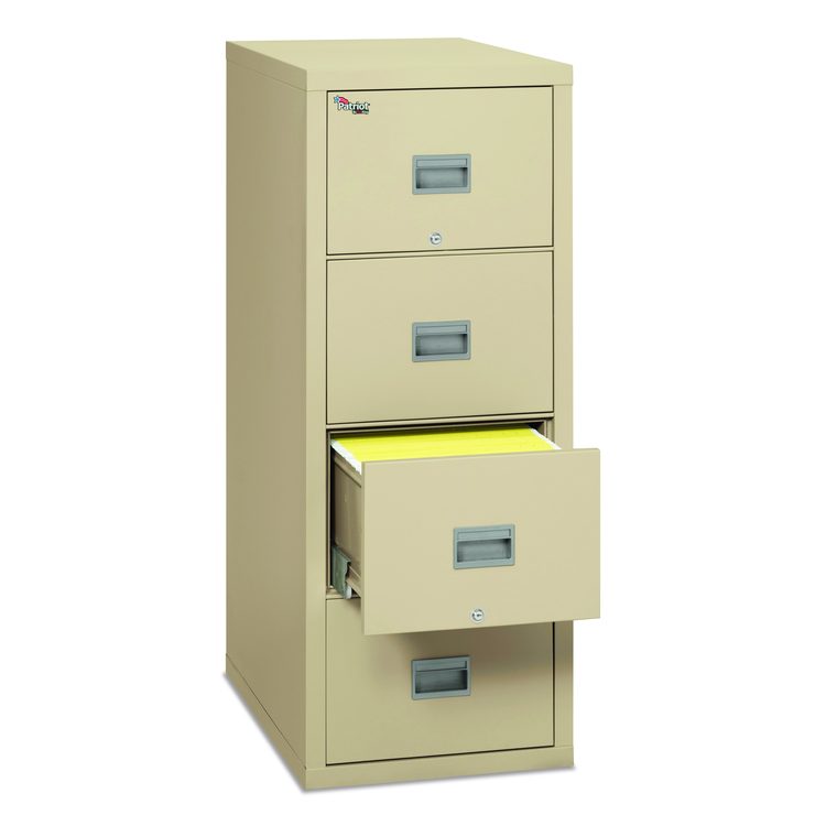 Patriot by FireKing Insulated Fire File, 1-Hour Fire Protection, 4 Letter-Size File Drawers, Parchment, 17.75 x 31.63 x 52.75
