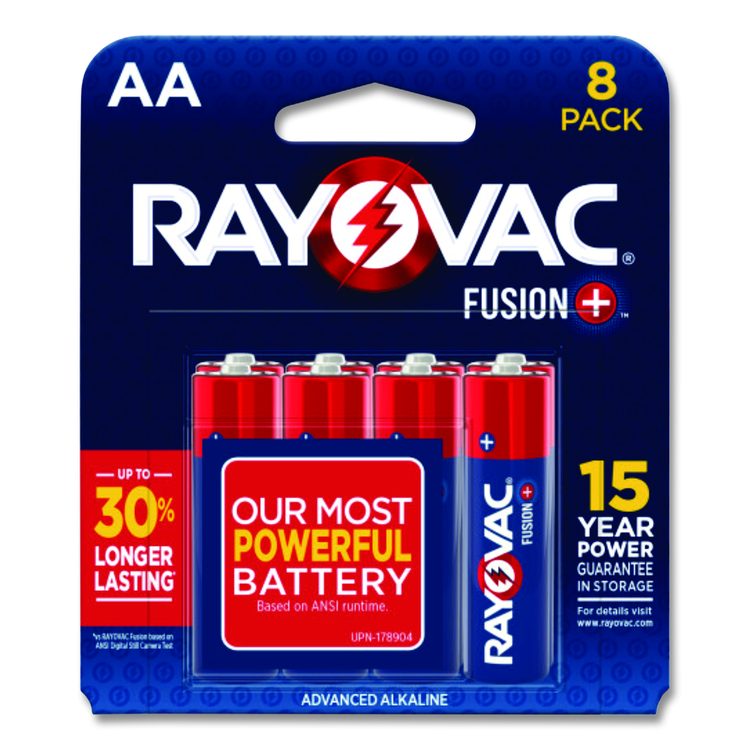 Fusion Performance Alkaline AA Batteries, 8/Pack