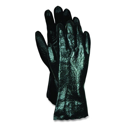 Smooth Finish Single Dipped PVC Gloves, 18" Long, Large, Black, 12 Pairs