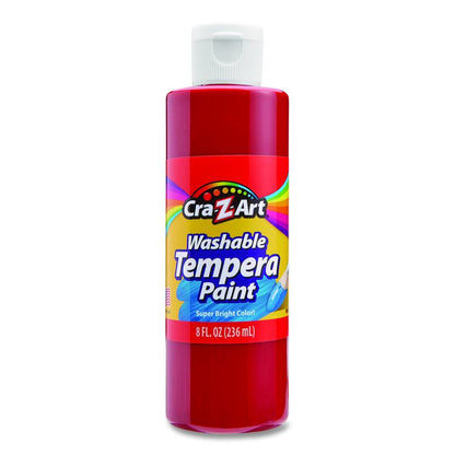 Washable Tempera Paint, 10 Assorted Colors, 8 oz Bottle, 10/Pack