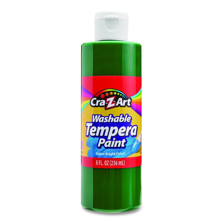 Washable Tempera Paint, 10 Assorted Colors, 8 oz Bottle, 10/Pack