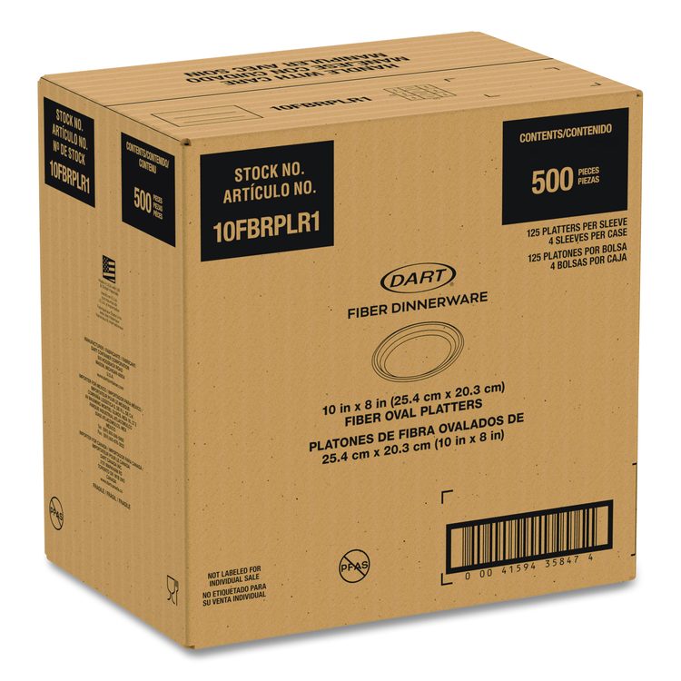 Compostable Molded Fiber Dinnerware, ProPlanet Seal, Platter, 10" Diameter, Natural, 500/Carton