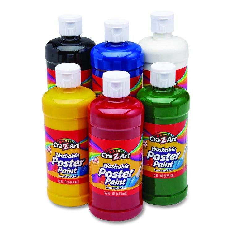 Washable Kids Paint, Assorted Colors, 16 oz Bottle, 6/Pack